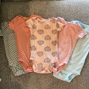 Carter’s girl 5 pack of onesies florals and stripes